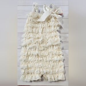Little Girls Ivory Lace Ruffle Romper Large / 2-3 Years - New With Tags